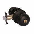 Pamex Baron Knob with Round Rose Keyed Entry Lockset Grade 3 with KW1 Keyway Matte Black Finish FTF900